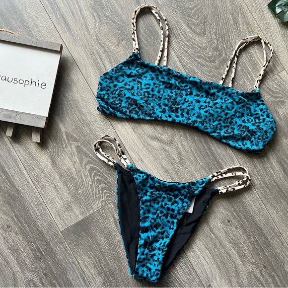 Blue life sapphire cheetah Bianca bikini top (L) & Mia bikini bottom (M). - Picture 3 of 10